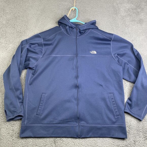 North Face Jacket Mens 2XL Blue Full Zip Hooded Polyester Outdoor Activewear - Picture 1 of 10
